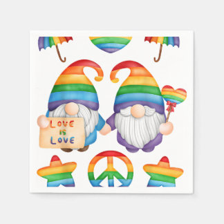 Servilleta De Papel La Pareja Gay Gnomes Orgullo, Sr. y Sr. Gay Boda,