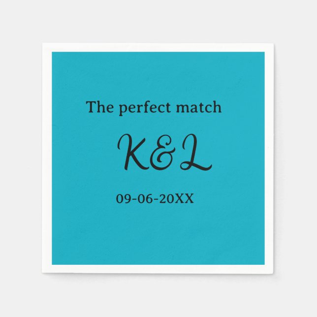 Servilleta De Papel la pareja perfecta nombre letra fecha azul sim (Anverso)