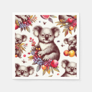 Servilleta De Papel La pintura de Koala, de estilo vintage, sin inconv