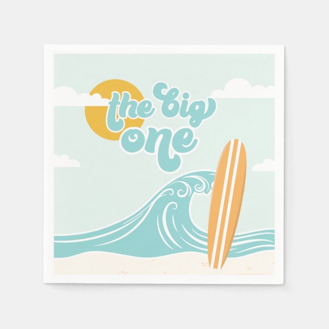 Servilleta De Papel La Playa de Surf The Big One cumple 1 (Anverso)