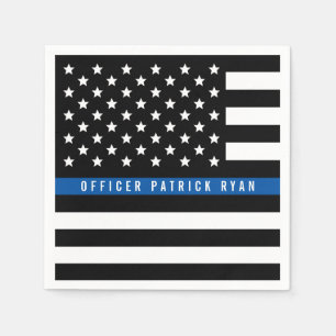 Servilleta De Papel La policía delgada Línea Azul Bandera Estadouniden