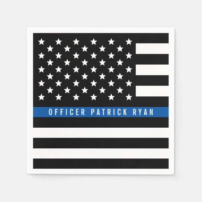 Servilleta De Papel La policía delgada Línea Azul Bandera Estadouniden (Anverso)
