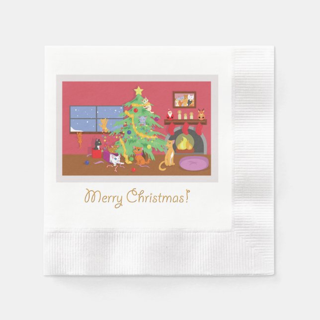 Servilleta De Papel La primera Navidad de los gatitos (Anverso)