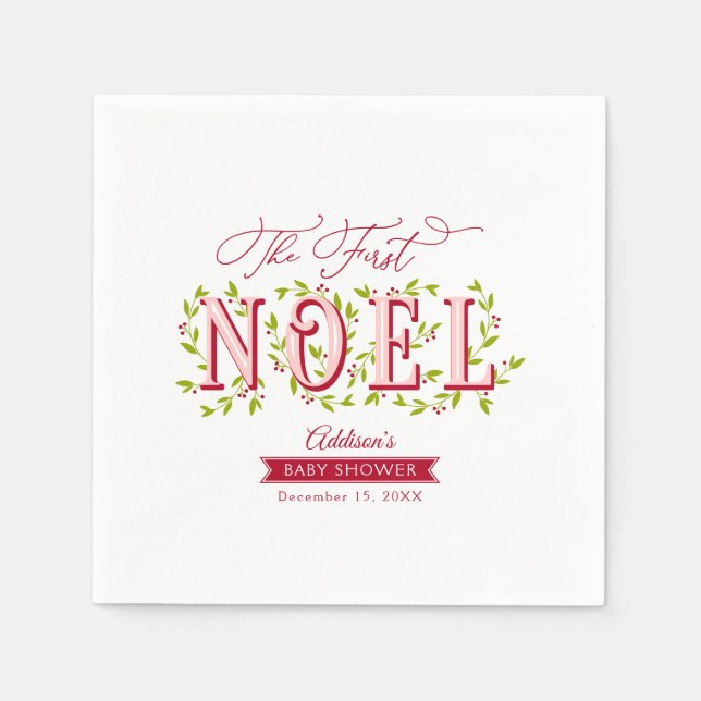 Servilleta De Papel La primera niña Noel Navidad Baby Shower (Anverso)