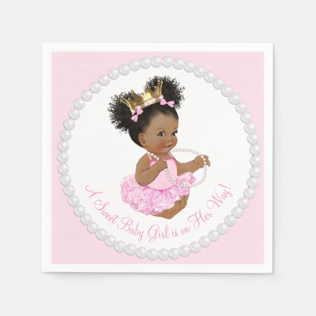 Servilleta De Papel La princesa africana Pearl Baby Shower Napkin (Anverso)