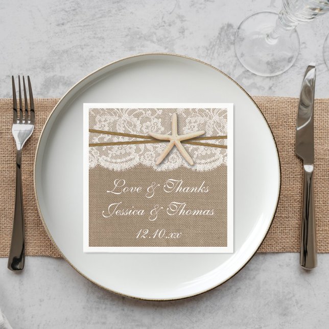 Servilleta De Papel La Rustic Starfish Beach Wedding (Subido por el creador)