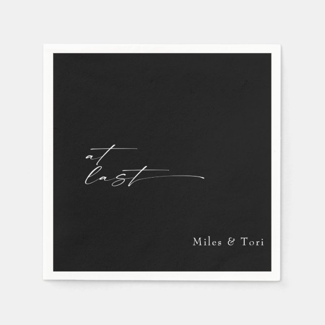 Servilleta De Papel La simplicidad moderna negra al último Boda (Anverso)