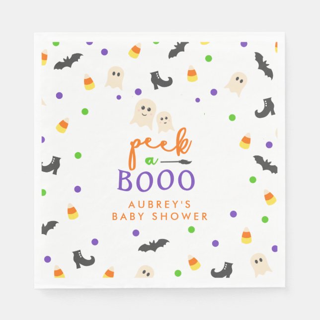 Servilleta De Papel La temática de Halloween luce una ducha de bebé (Anverso)