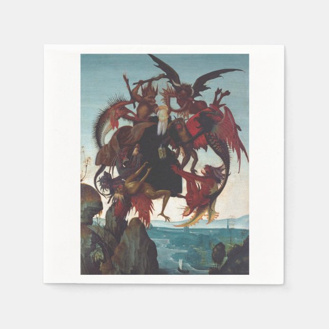 Servilleta De Papel La tentación de San Antonio por Miguel Ángel (Anverso)