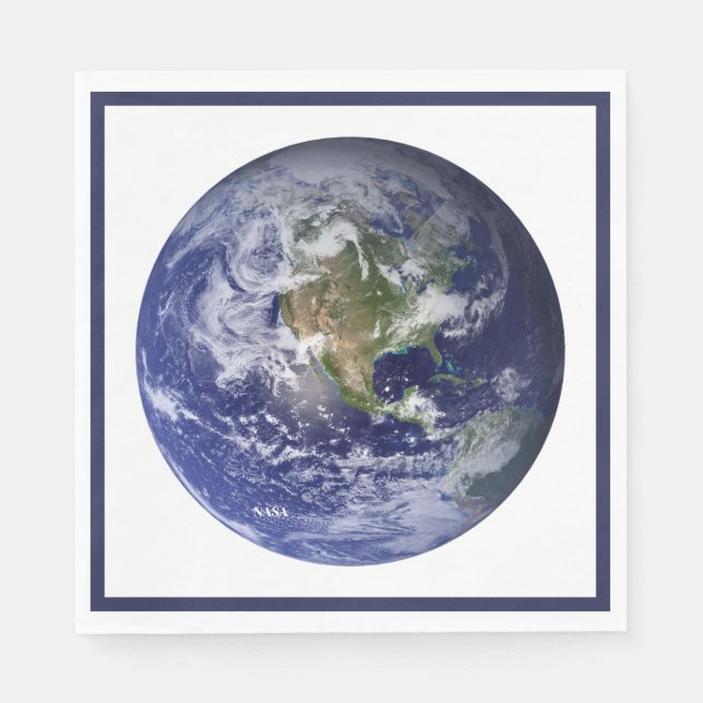 Servilleta De Papel La Tierra desde el espacio, hermosa Marble Azul de (Anverso)