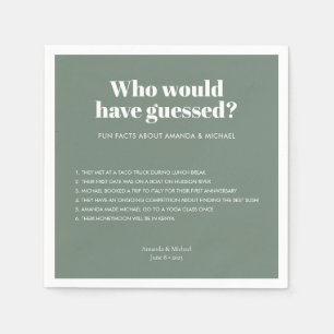 Servilleta De Papel La tipografía moderna Sage Green Boda Fact