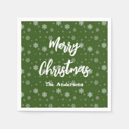 Servilleta De Papel La tipografía verde festividad moderna navidad