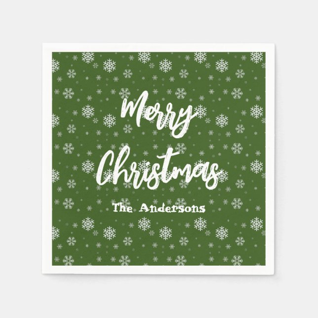 Servilleta De Papel La tipografía verde festividad moderna navidad (Anverso)