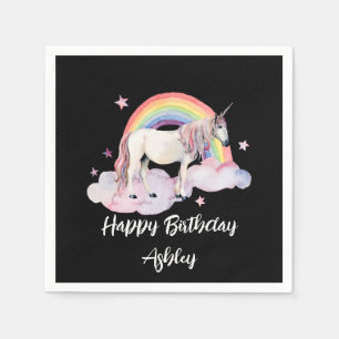 Servilleta De Papel La unicornio acuarela y el arcoiris personalizados