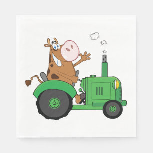 Servilleta De Papel La vaca conduciendo un tractor