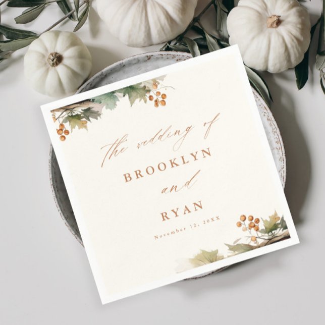 Servilleta De Papel La vegetación de otoño rústica deja Boda (Rustic fall wedding napkins.)