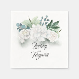 Servilleta De Papel La vegetación y las flores blancas Boda romántico