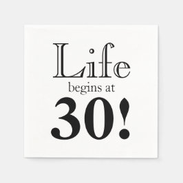 Servilleta De Papel La vida comienza con 30 letras gráficas retro negr