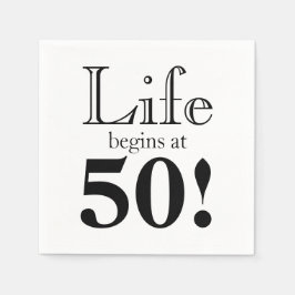 Servilleta De Papel La vida comienza con 50 retro fresco negro