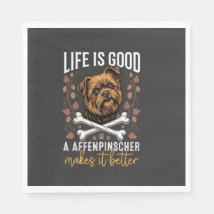 Servilleta De Papel La vida es buena Affenpinscher perro huesos cruzad