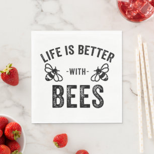 Servilleta De Papel La vida es mejor con abejas abeja mielera friki de