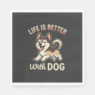 Servilleta De Papel La vida es mejor con caricaturas de perros