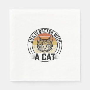 Servilleta De Papel La vida es mejor con un gato Diseño de camiseta vi