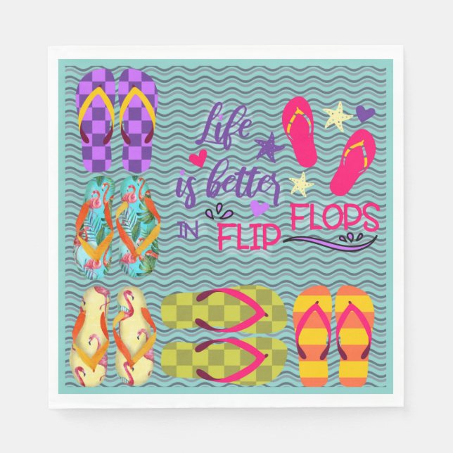 Servilleta De Papel La vida es mejor en Flip Flops (Anverso)