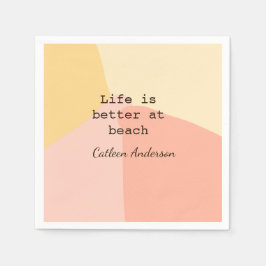 Servilleta De Papel La vida es mejor en la playa amarillo naranja boho