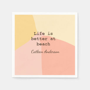 Servilleta De Papel La vida es mejor en la playa amarillo naranja boho