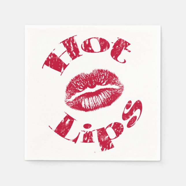 Servilleta De Papel Labios Calientes, Labios Rojos (Anverso)