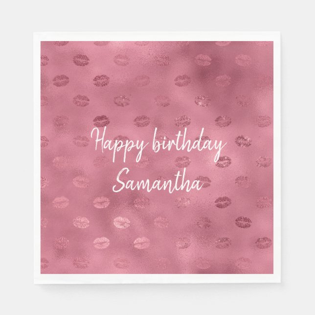 Servilleta De Papel Labios glitzy rosados (Anverso)