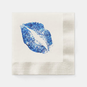 Servilleta De Papel Labios Purpurinas azules #3