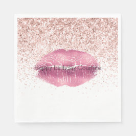 Servilleta De Papel Labios Purpurinas de Glam Glitz rosados