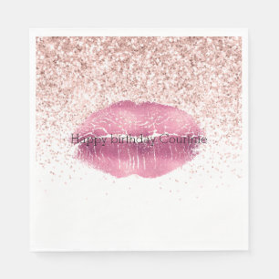 Servilleta De Papel Labios Purpurinas de Glam Glitz rosados