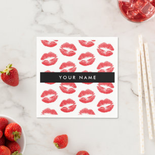 Servilleta De Papel Labios rojos, besos, pintalabios, tu nombre, perso