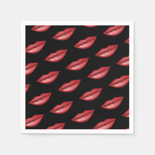 Servilleta De Papel Labios Rojos Brillantes Besos Belleza Maquillaje F