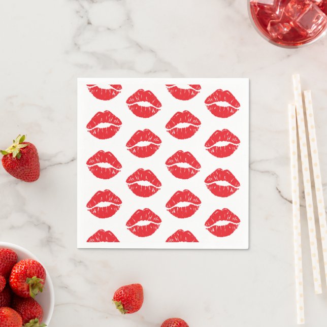 Servilleta De Papel Labios Rojos, Labios Rojos, Beso, Patrón De Labios (In situ)