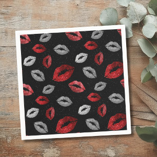 Servilleta De Papel Labios rojos plateados con brillo para San Valentí