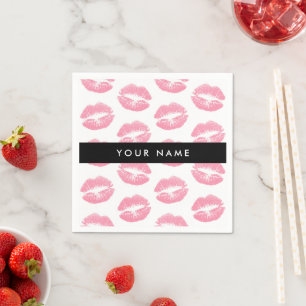 Servilleta De Papel Labios rosados, besos, pintalabios, tu nombre, per