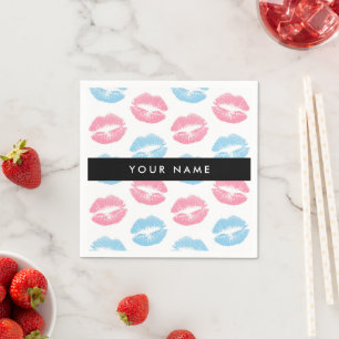 Servilleta De Papel Labios rosados, labios azules, besos, tu nombre, p