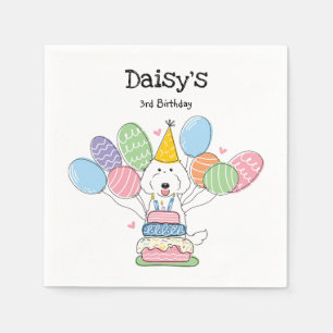 Servilleta De Papel Labradoodle Blanco Perro Papel de cumpleaños
