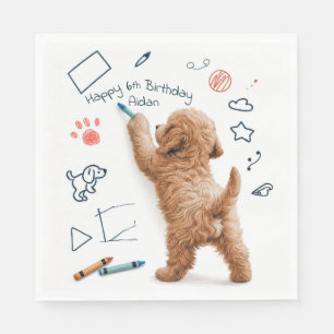 Servilleta De Papel Labradoodle garabateando para fiesta de cumpleaños