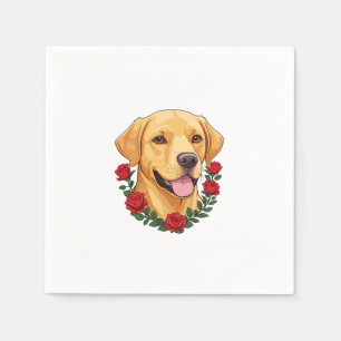 Servilleta De Papel Labrador con rosas rojas