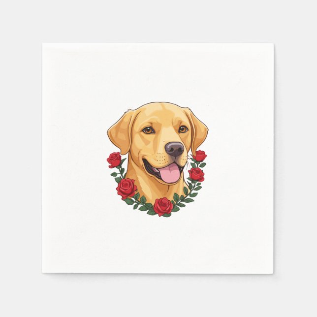 Servilleta De Papel Labrador con rosas rojas (Anverso)