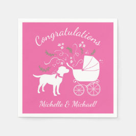 Servilleta De Papel Labrador Dog Baby Shower Pink Chica Lab
