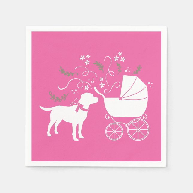 Servilleta De Papel Labrador Dog Baby Shower Pink Chica Lab (Anverso)