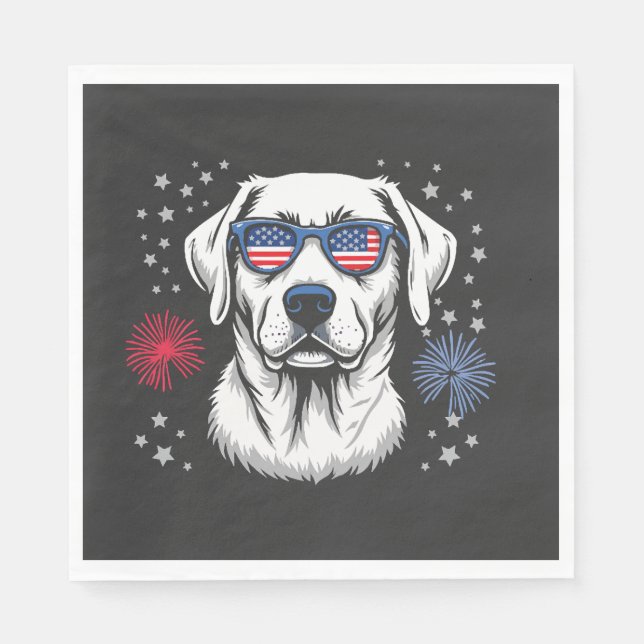 Servilleta De Papel Labrador patriótico con gafas de sol de EE. UU. (Anverso)