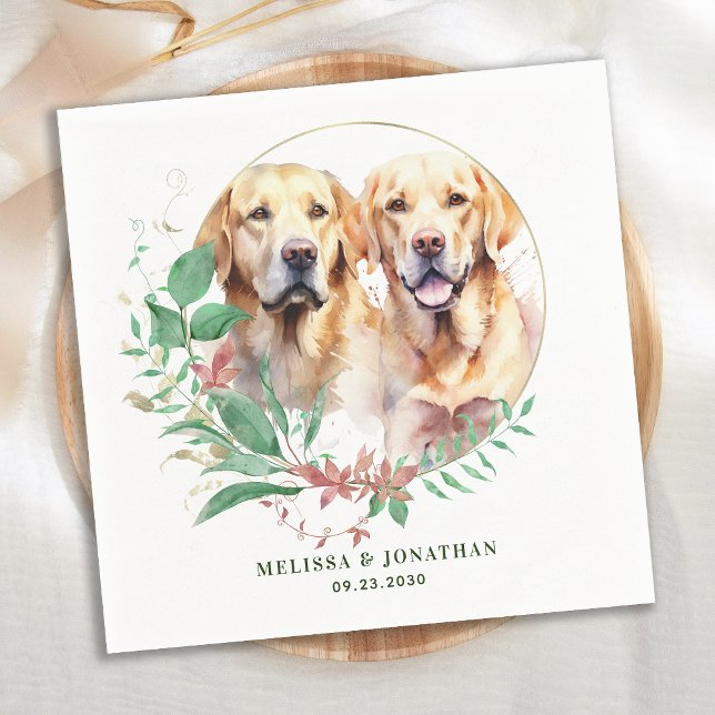 Servilleta De Papel Labrador Recuperador Boda floral botánico moderno (Subido por el creador)