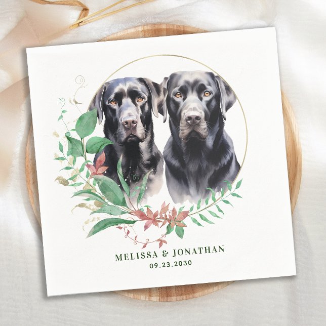 Servilleta De Papel Labrador Recuperador Boda floral botánico moderno (Subido por el creador)